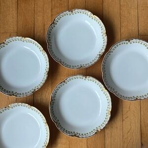 Limoges Haviland & Co France-Clover, pink flower w/ Gold trim, fruit bowl set.